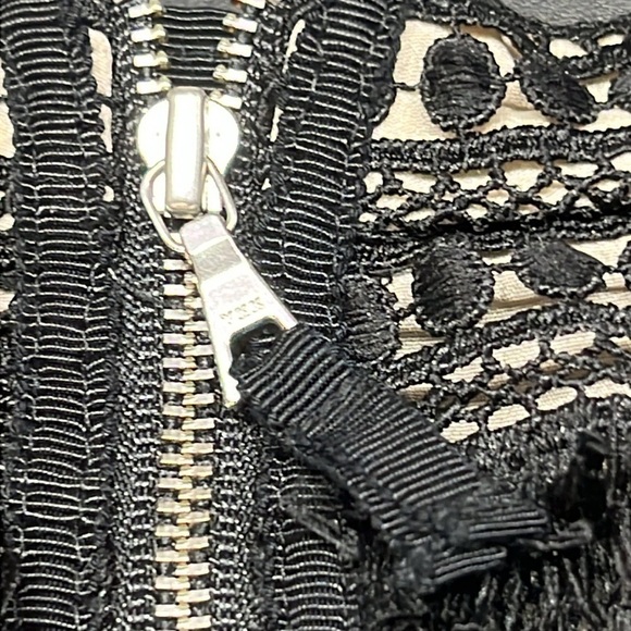 J. Crew Fringe Midi Dress 6 Black boho Tan lined Sheath 3/4 Sleeves - Picture 9 of 10